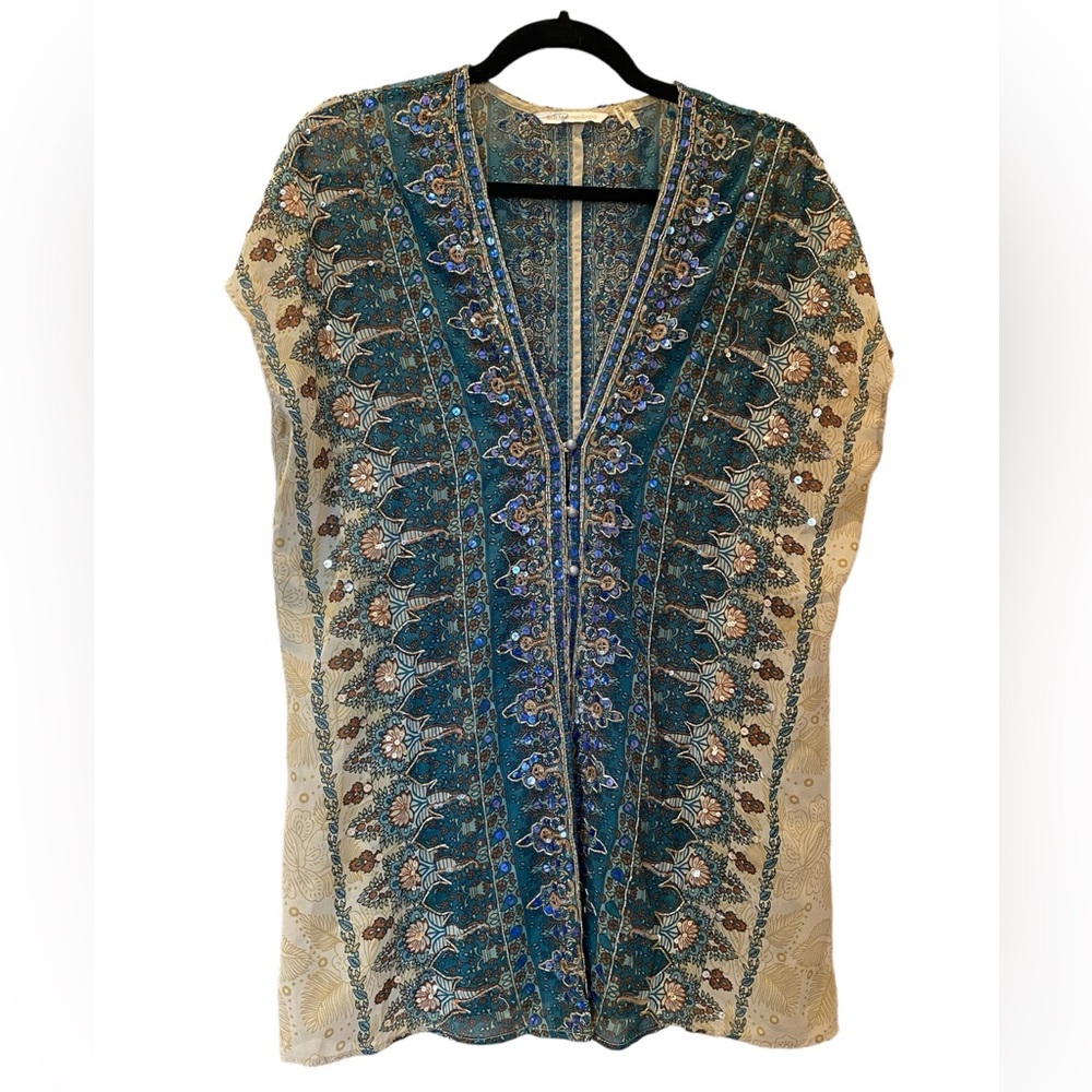 Soft Surroundings Blue and Cream Tunic